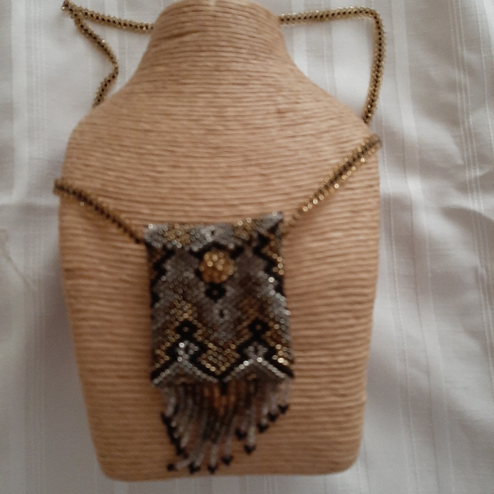 Sead Bead Purse Necklace Southwest Style OOAK